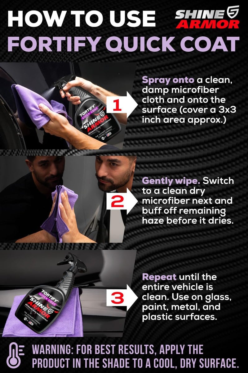 SHINE ARMOR Ceramic Coating Fortify Quick Coat Car Wax Polish Spray Waterless Wash & Wax Hydrophobic Top Coat Polish & Polymer Paint Sealant Detail Protection (24 Fl Oz) - Image 1